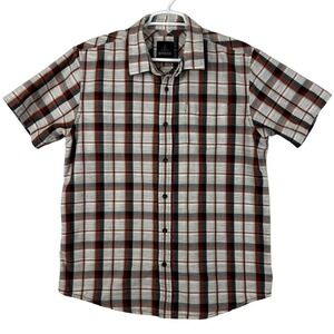 Prana Men Large Plaid Short Sleeve Button Up Shirt Born‎ From Experience Casual